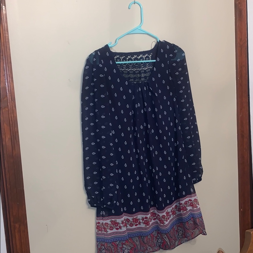 Juniors long sleeve babydoll dress